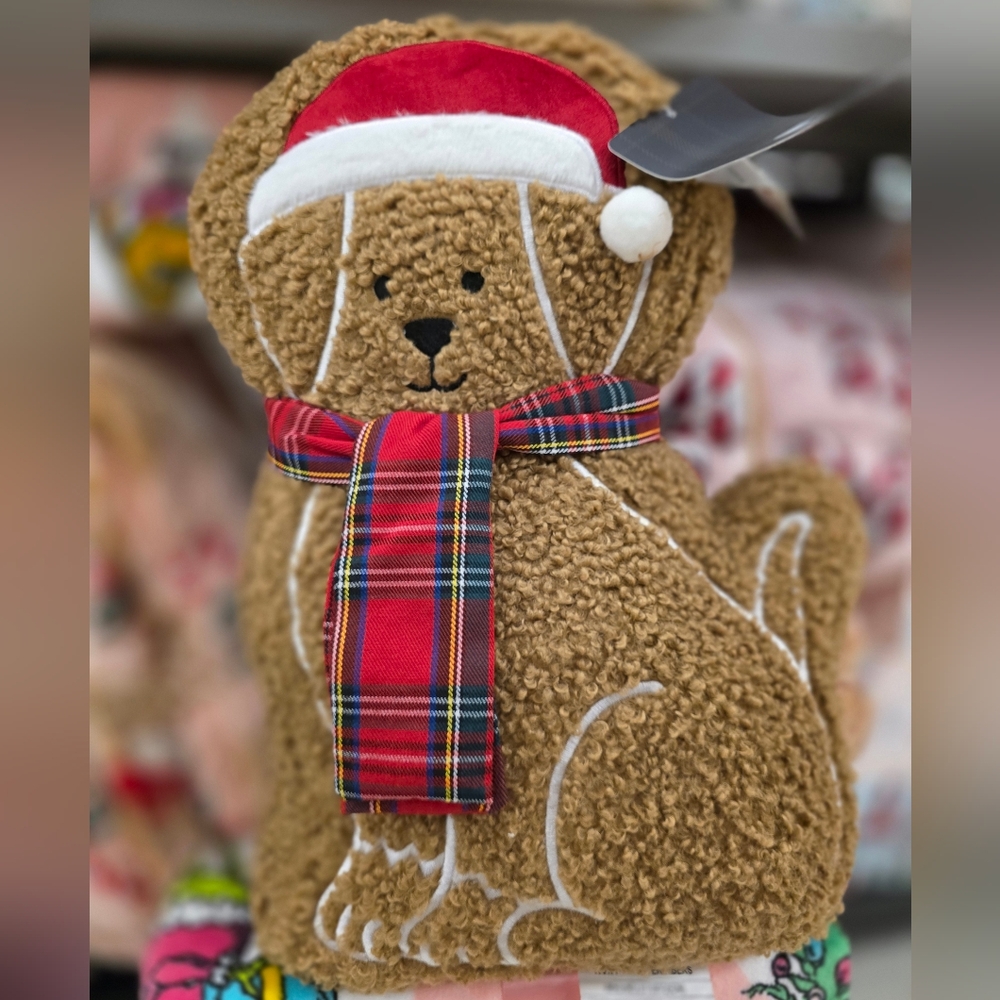 Festive Holiday Brooks Brothers Dog Pillow-NWT